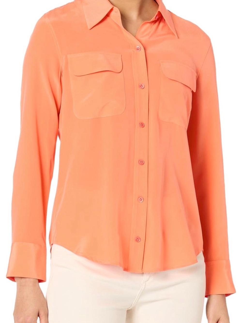Equipment Coral Button-Down Silk Shirt